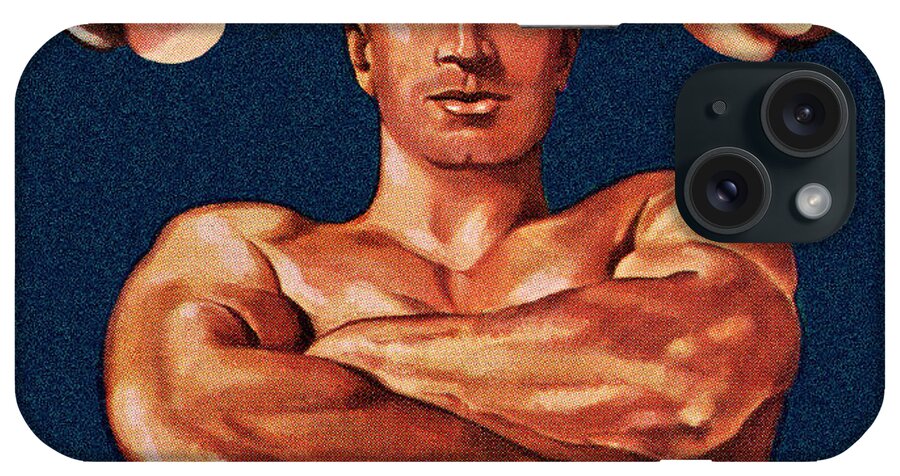 Admire iPhone Case featuring the drawing Muscle Man Thinking About Two Women by CSA Images