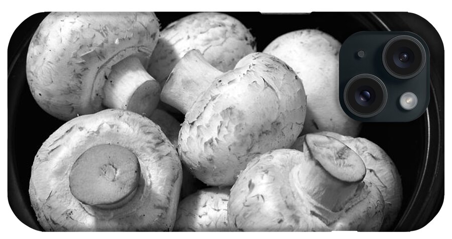 Mushrooms iPhone Case featuring the photograph Mushrooms in a Bowl Black and White by Kae Cheatham