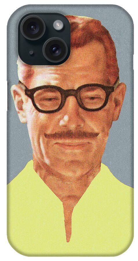 Accessories iPhone Case featuring the drawing Mustache Man Wearing Glasses by CSA Images