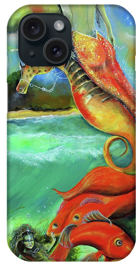 Mermaid iPhone Case featuring the painting Mystic Mermaid by Sue Clyne