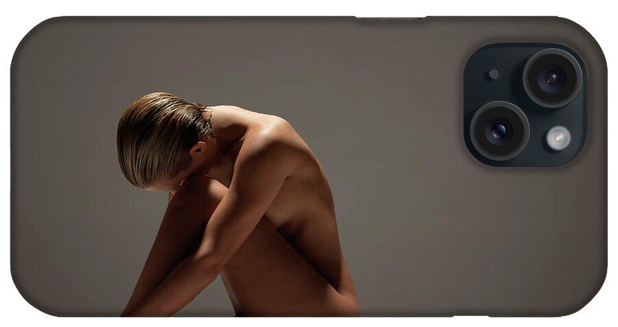 Leaning iPhone Case featuring the photograph Naked Woman Sitting by John Lamb
