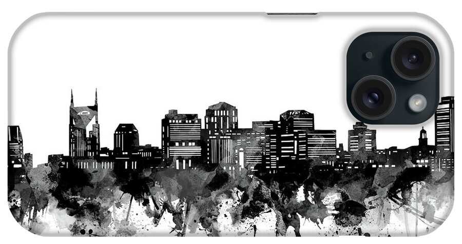 Nashville iPhone Case featuring the digital art Nashville Skyline Bw by Bekim M