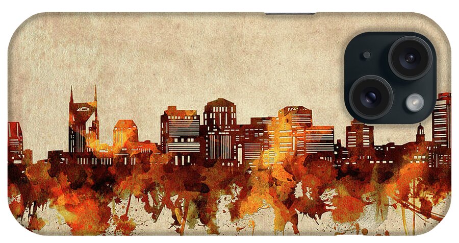 Nashville iPhone Case featuring the digital art Nashville Skyline Sepia by Bekim M