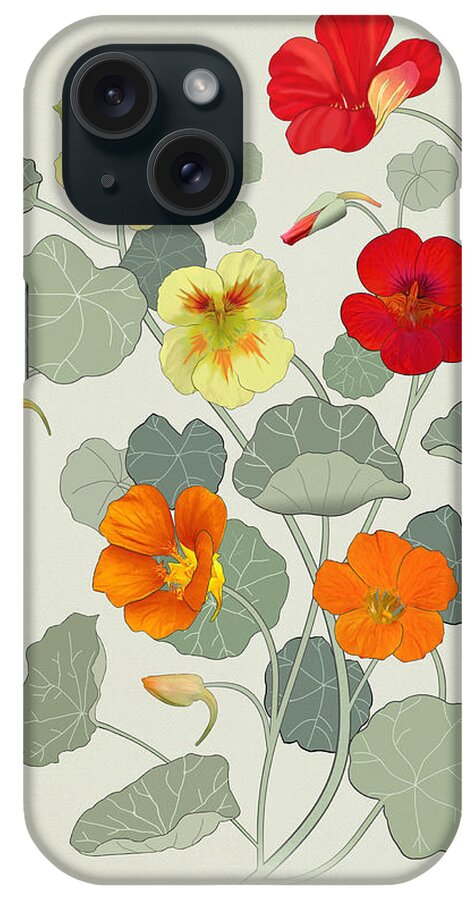 Flower iPhone Case featuring the digital art Nasturtium by M Spadecaller
