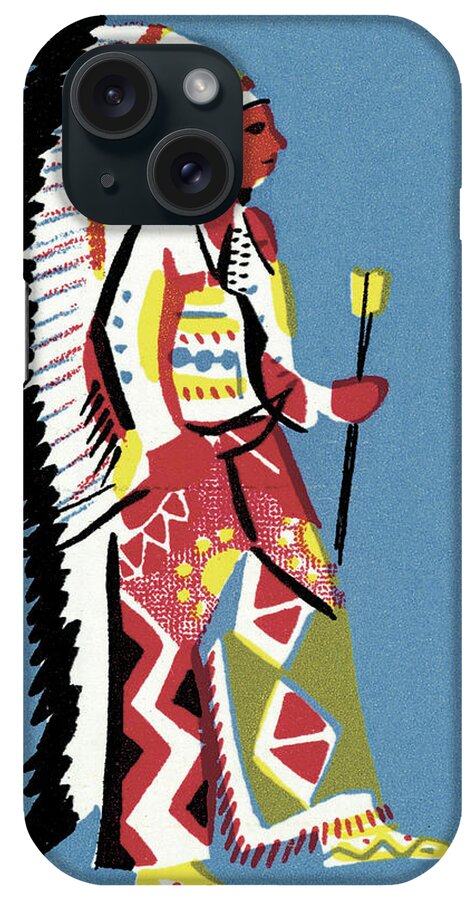 American Indian iPhone Case featuring the drawing Native American Chief by CSA Images