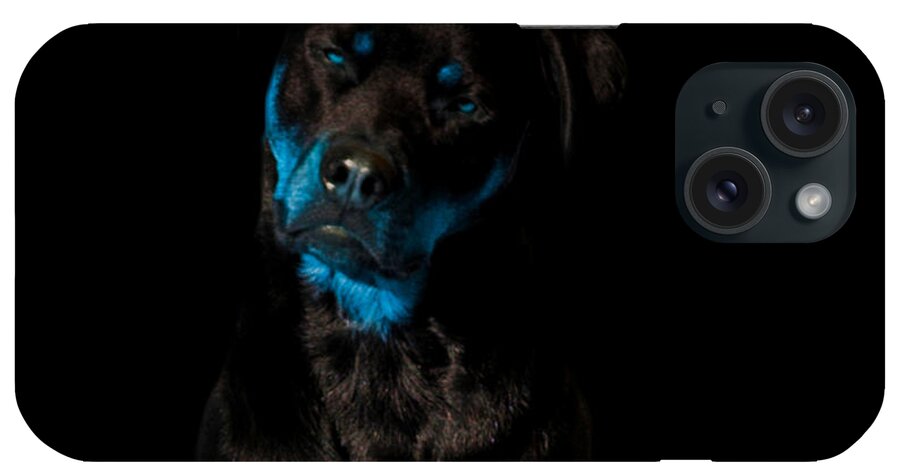 Rottweiler iPhone Case featuring the mixed media Naughty Blues by Mayhem Mediums