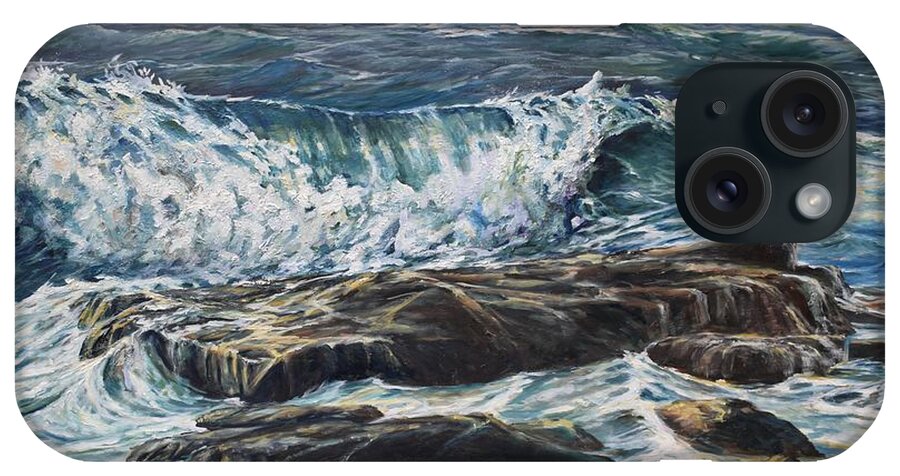 Ocean iPhone Case featuring the painting Rolling Surf by Eileen Patten Oliver