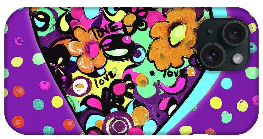 Neon iPhone Case featuring the painting Neon Hearts Of Love I by Patricia Pinto