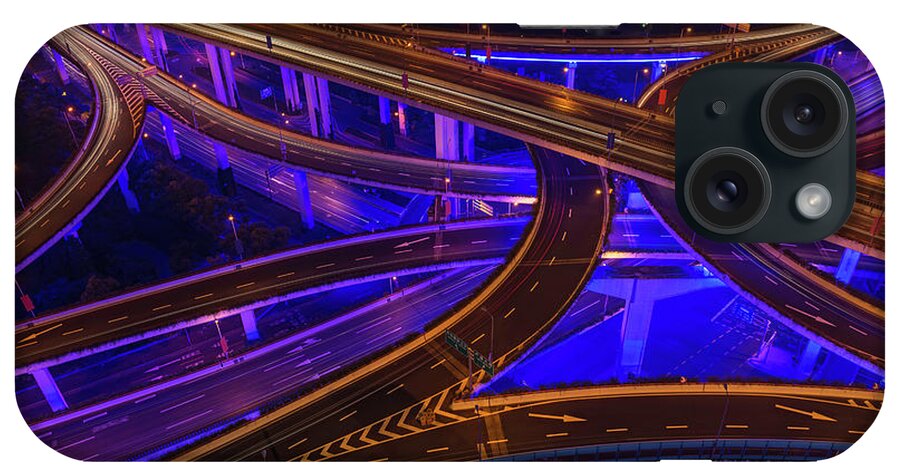 Chinese Culture iPhone Case featuring the photograph Neon Night Super Highway Illuminated by Fotovoyager