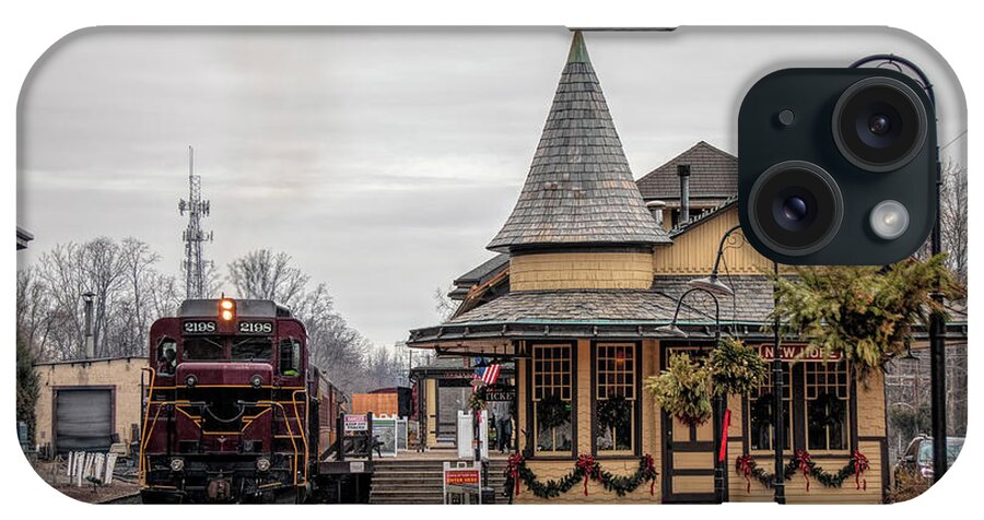 New Hope iPhone Case featuring the photograph New Hope Train Station at Christmas by Kristia Adams