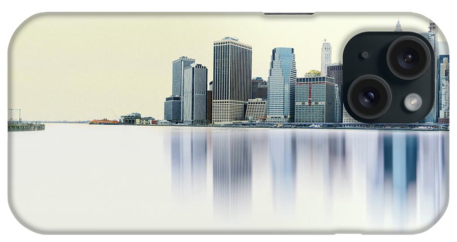 Estock iPhone Case featuring the digital art New York City, Lower Manhattan Viewed From Brooklyn by Lumiere