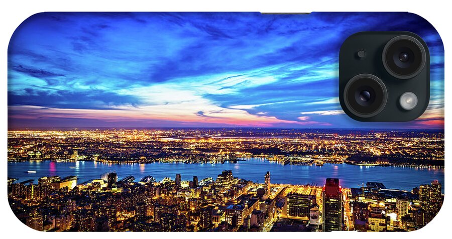 Downtown District iPhone Case featuring the photograph New York City Midtown Skyline With by Mbbirdy