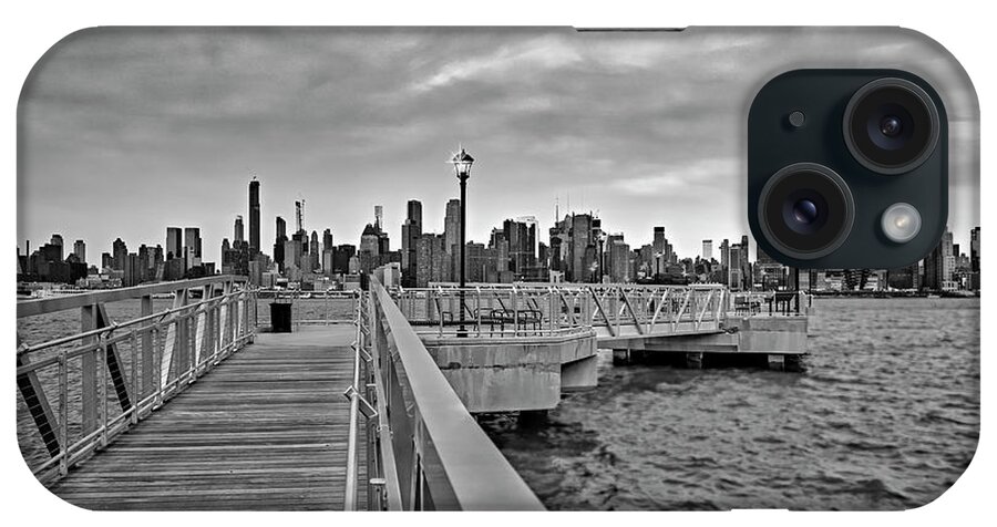 Nyc Skyline iPhone Case featuring the photograph New York City Skyline in Pastels BW by Susan Candelario