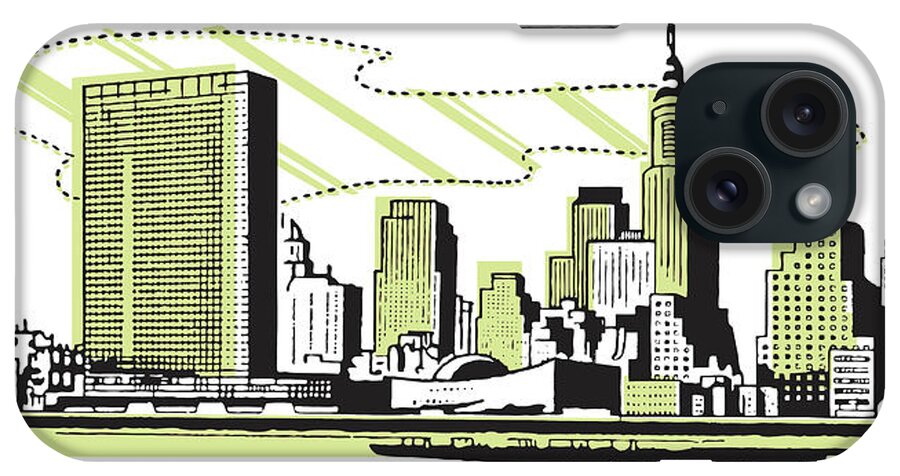Architecture iPhone Case featuring the drawing New York skyline by CSA Images