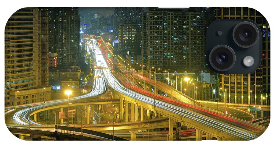 Two Lane Highway iPhone Case featuring the photograph Night Flows Within City Arteries by Wei Fang