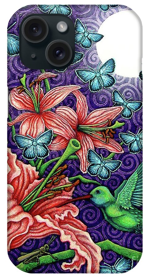 Hummingbird iPhone Case featuring the painting Night Garden 5 by Amy E Fraser