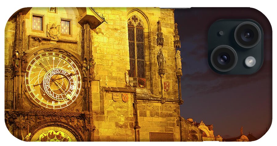 Arch iPhone Case featuring the photograph Night Lights Of The Astronomical Clock by Trish Punch / Design Pics
