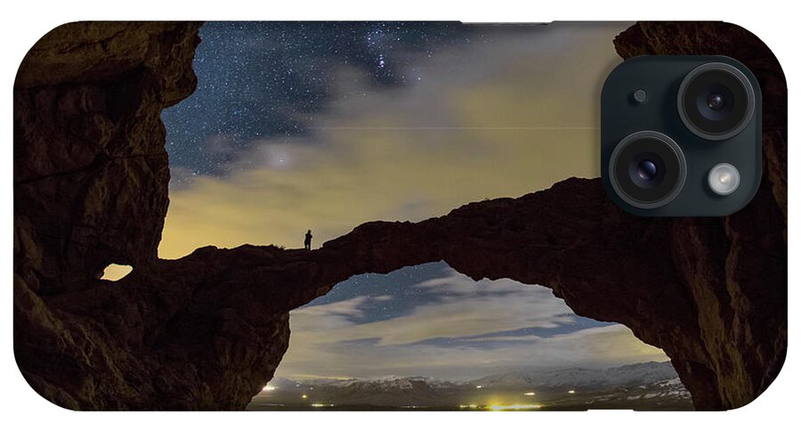 1 Person iPhone Case featuring the photograph Night Sky Over Natural Stone Bridge by Amirreza Kamkar / Science Photo Library