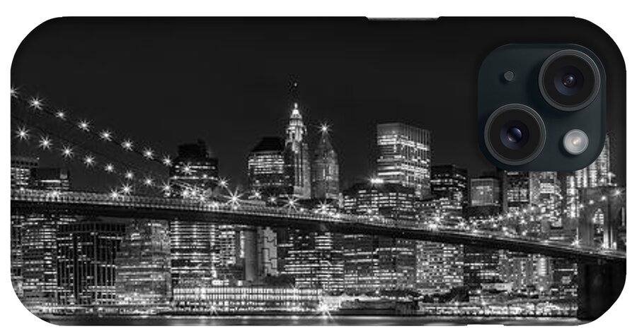 #faatoppicks iPhone Case featuring the photograph Night-Skyline NEW YORK CITY bw by Melanie Viola