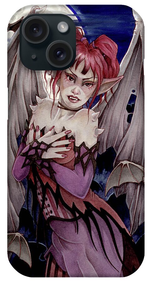 Nightmare Fae 1 iPhone Case featuring the painting Nightmare Fae 1 by Linda Ravenscroft