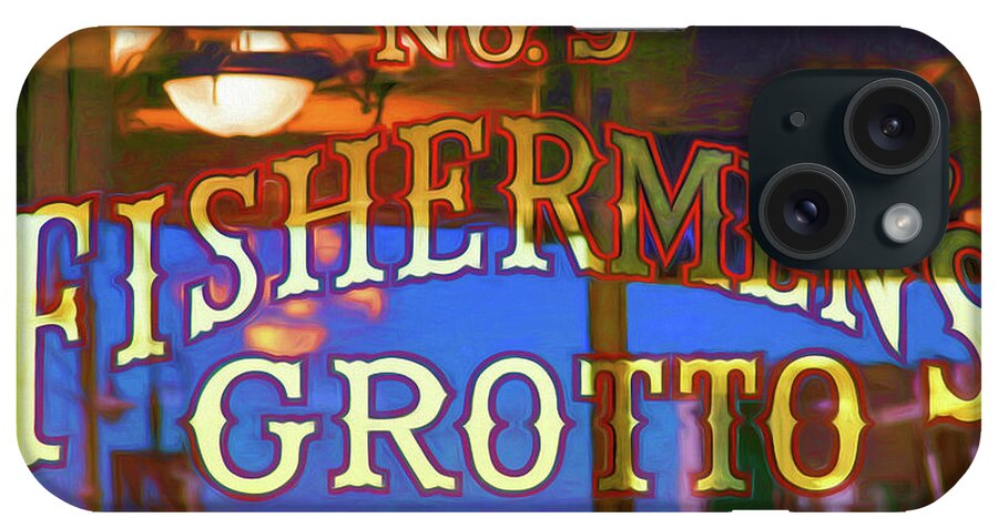 Fishermens Grotto Window Signage iPhone Case featuring the photograph No. 9 Fishermens Grotto Window Signage by Bonnie Follett