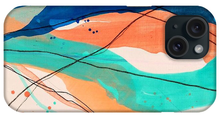 Blue iPhone Case featuring the painting No Small Chunk Of Change by Tracy Bonin