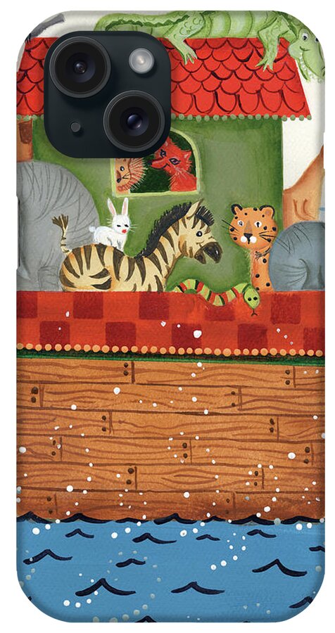 Noah?s Ark iPhone Case featuring the painting Noah's Ark 2 by Beverly Johnston