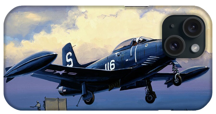 Military Aircraft iPhone Case featuring the painting North American FJ-1 Fury by Jack Fellows