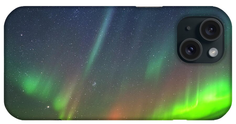 Langjokull iPhone Case featuring the photograph Northern Lights Against Starry Sky And by Subtik