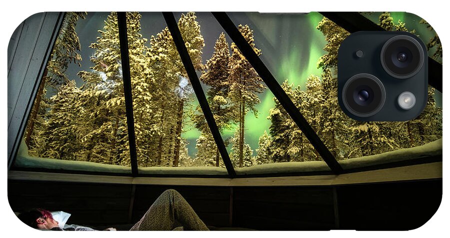 Aurora iPhone Case featuring the photograph Northern Lights view - Lapland, Finland - Travel photography by Giuseppe Milo
