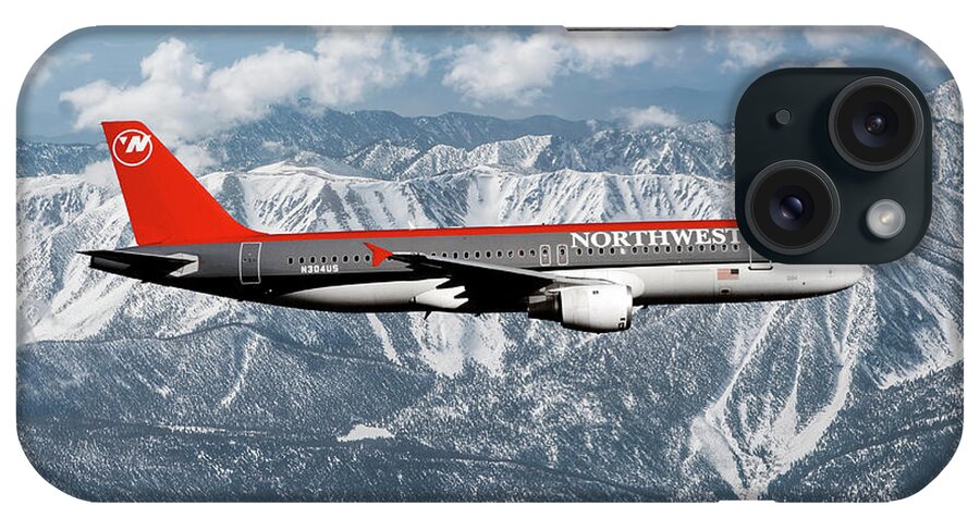 Northwest Airlines iPhone Case featuring the mixed media Northwest Airlines A320 by Erik Simonsen