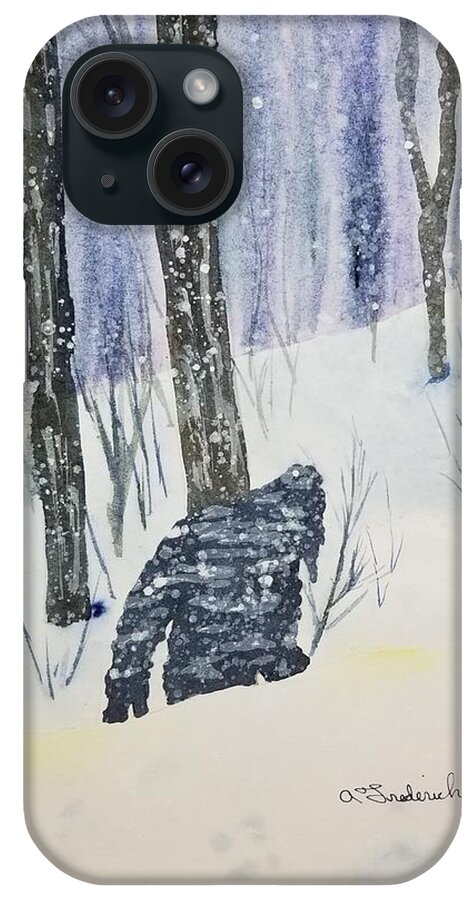 Winter iPhone Case featuring the painting Not in my backyard by Ann Frederick