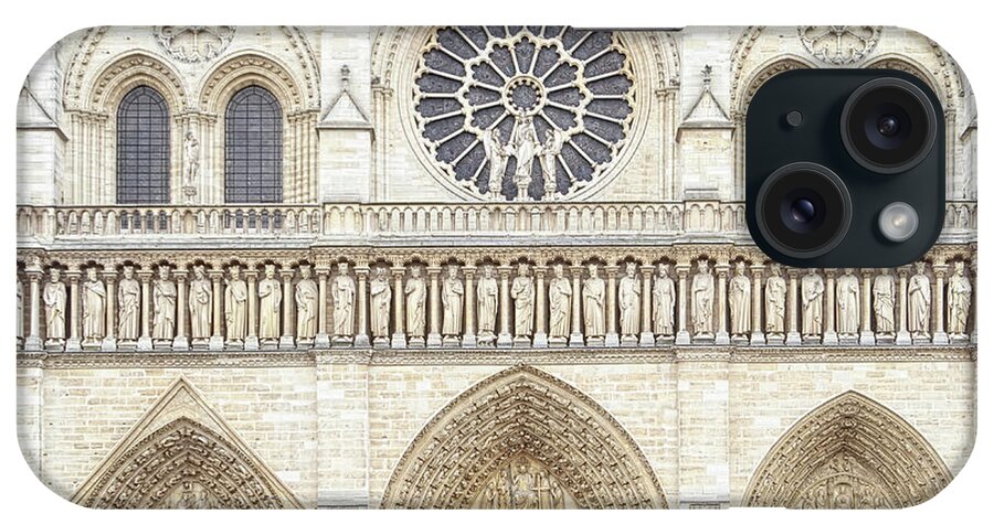 Notre Dame Facade Details I iPhone Case featuring the photograph Notre Dame Facade Details I by Cora Niele
