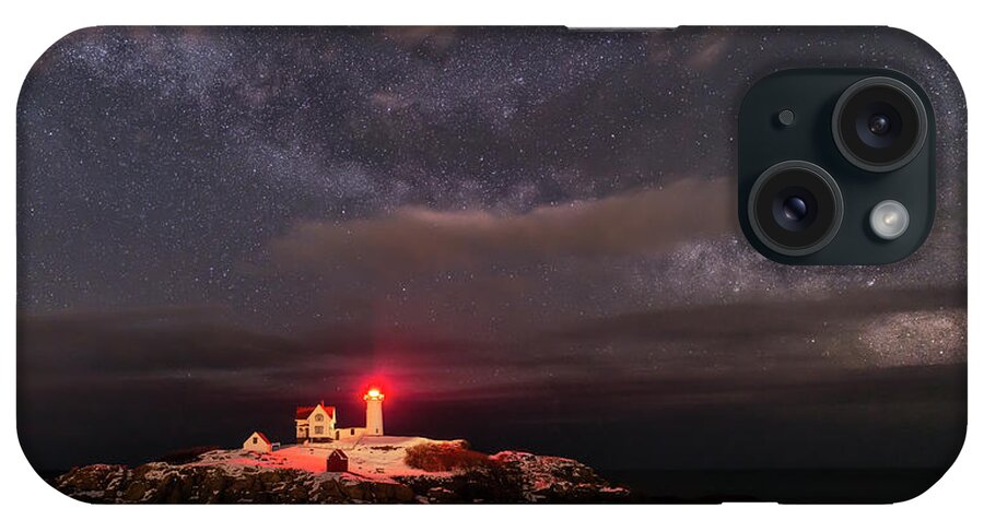 Nubble Lighthouse iPhone Case featuring the photograph Nubble Light at Night by Mark Papke