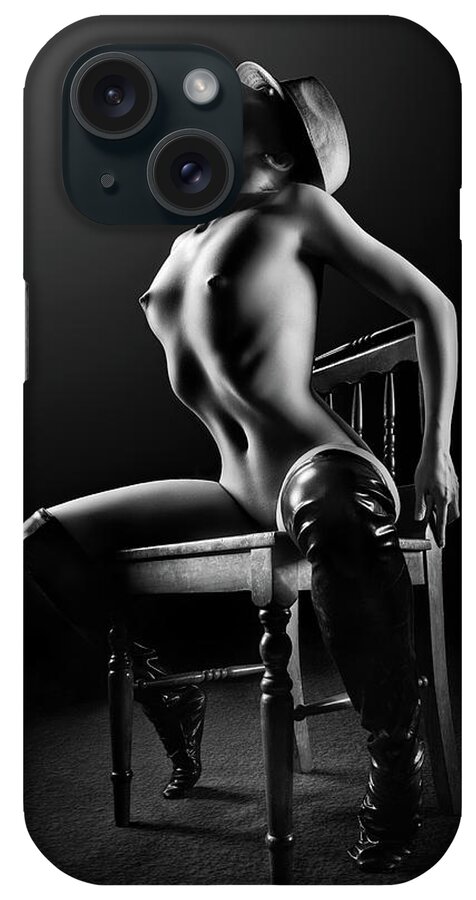 Woman iPhone Case featuring the photograph Nude woman on chair 2 by Johan Swanepoel