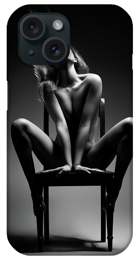 Woman iPhone Case featuring the photograph Nude woman sitting on chair by Johan Swanepoel