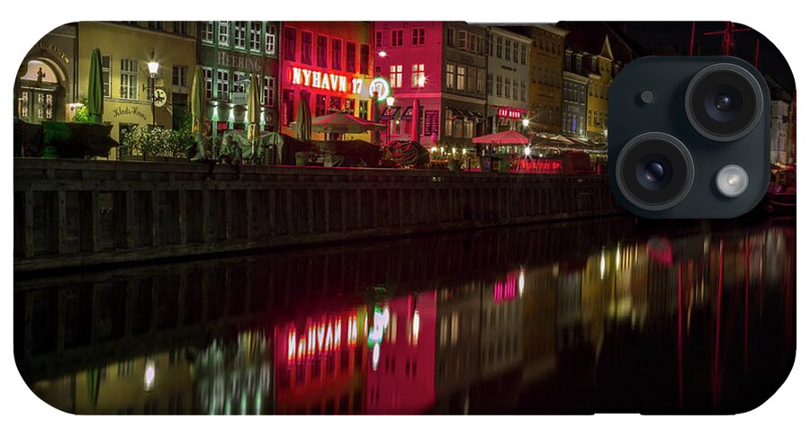 Copenhagen iPhone Case featuring the photograph Nyhavn at Night by John Daly