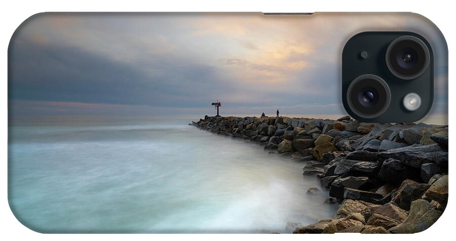 Clouds iPhone Case featuring the photograph Oceanside Harbor Jetty by Larry Marshall