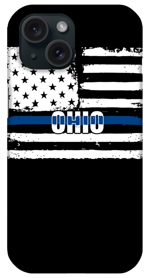 State iPhone Case featuring the digital art OH Ohio State Police Gift for Policeman Cop or State Trooper Thin Blue Line by Martin Hicks