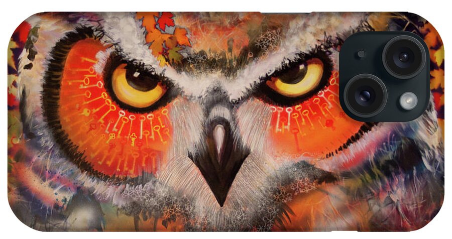 Owl iPhone Case featuring the painting OL Keys Owl by Laurel Bahe
