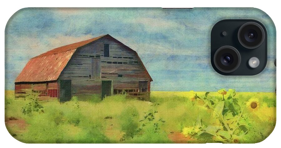 Oklahoma iPhone Case featuring the painting Old Barn Amongst the Weeds by Jeffrey Kolker