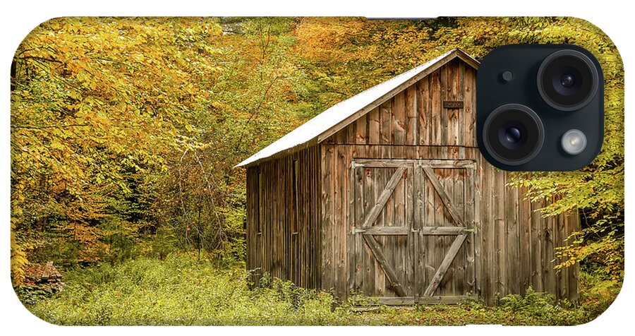 Old iPhone Case featuring the photograph Old Barn New England and Colorful Fall Foliage by Robert Bellomy