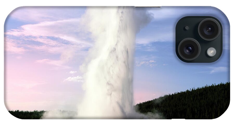 Geyser iPhone Case featuring the photograph Old Faithful Geyser In The Evening by Sunchan