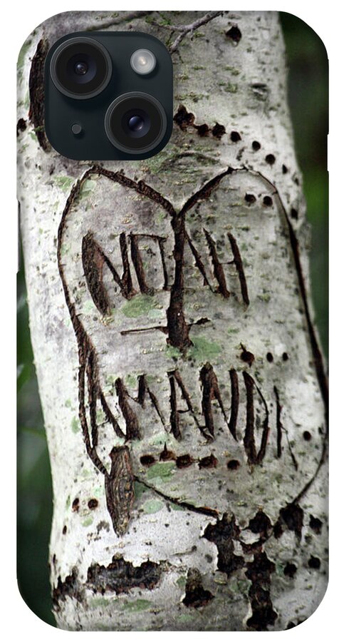 Tree Carving iPhone Case featuring the mixed media Old Fashioned Love by Karen Williams