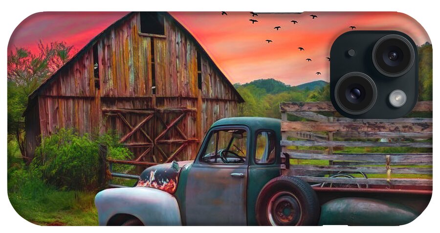 1947 iPhone Case featuring the photograph Old Truck at the Barn Watercolors Painting by Debra and Dave Vanderlaan