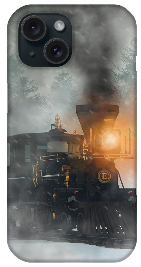 Train iPhone Case featuring the digital art Old West Steam Train by Daniel Eskridge