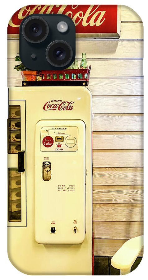 Old iPhone Case featuring the photograph Old White Coca Cola Machine by Garry Gay
