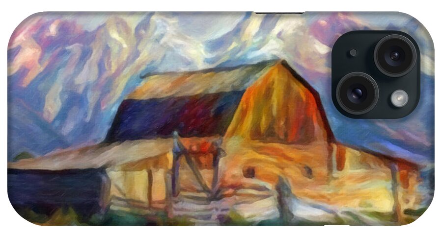 Old iPhone Case featuring the painting Old Wyoming Barn by Chris Armytage