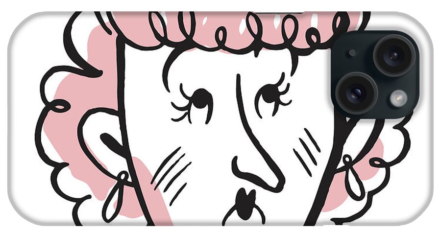 Adult iPhone Case featuring the drawing Older Woman with Pursed Lips and Drop Earrings by CSA Images