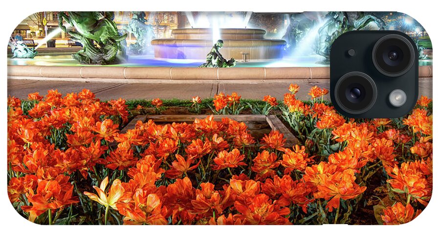 America iPhone Case featuring the photograph Orange Bloom at J.C. Nichols Fountain in Kansas City by Gregory Ballos